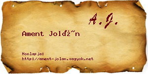 Ament Jolán névjegykártya