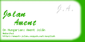 jolan ament business card